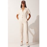  Women's Cream Polo Neck Denim Overalls | shoptok.hr