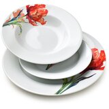 Mondex Jedilni servis porcelan Lea Tulip 27/21,8/19,2 cm bel z rdečim cvetličnim vzorcem 18-delni set za 6 oseb, (5000212429) | Shoptok.si