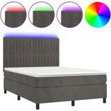  Box spring postelja z vzmetnico LED temno siva 140x190 cm žamet, (20929921) | Shoptok.si