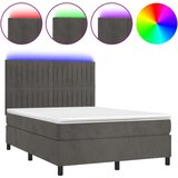  Krevet box spring s madracem LED tamnosivi 140x190 cm baršun | shoptok.hr