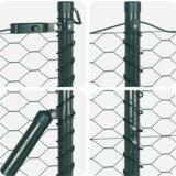 vidaXL heksagonalna ograja zelena 1.6x100 m jeklo, stebri za ograjo 13 kosov zelena Ø32 mm 210 cm pocinkano jeklo | Shoptok.si