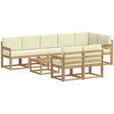 vidaXL Zunanja garnitura za sedenje 9 pcs Bela in krem Poliester, (5000270879) | Shoptok.si