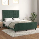 Okvir za krevet s uzglavljem tamnozeleni 140x200 cm baršunasti