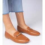 Gemre Brown elegant loafers with a gold ornament and rhinestones Kalisa | Shoptok.si