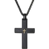 IZMAEL Moška Veriga s Križem VQ-38807 - Črna / Zlata / 60cm | Shoptok.si