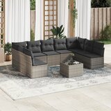 Maison Chic Seti vrtnega pohištva - Vrtna garnitura - Vrtni pohištvo set 10-delna z blazinami siv poli ratan, (21815138) | Shoptok.si