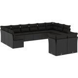 12-dijelni set vrtnih sofa od poliratana s jastucima crni | shoptok.hr
