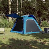 vidaXL Šotor za kampiranje za 4 osebe moder 240x221x160 cm 185T taft | Shoptok.si