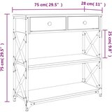 Konzolni stol crni 75 x 28 x 75 cm od konstruiranog drva | shoptok.hr