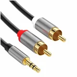 Zvočni vtič 3,5 mm na 2 RCA kabla z dvojnim ščitom 3 m, Črna, (5000191830)