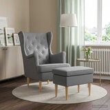  Fotelja s footstoolom 2 kom. Svjetlosiva Tkanina | shoptok.hr