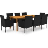  9-dijelni vrtni blagovaonski set crni Cijene