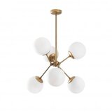 Opviq Vislica GONDOL. zlatno/ bijela, metal/ staklo, 55 x 55 cm, visina 65 cm, promjer kugli 15 cm, 6 x E27 40 W, Gondol - 1121 | shoptok.hr