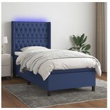  Box spring postelja z vzmetnico LED modra 90x190 cm blago | Shoptok.si