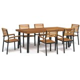  Vrtna garnitura - 7-dijelni vrtni blagovaonski set od bagremovog drva i metala - Dužina stola 200 cm 6 | shoptok.hr