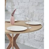 Ragaba Okrogla raztegljiva jedilna miza z mizno ploščo v jesenovem dekorju 45x90 cm Jubi – | Shoptok.si