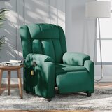 vidaXL Električni masažni naslanjač temno zeleno blago | Shoptok.si