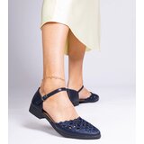 Gemre Navy blue openwork sandals with rhinestones Kalsy | ePonuda.com