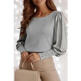 Fenzy Majica Kratkih Rukava Sa Sjajnim Rukavima, Siva | shoptok.hr
