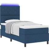  Krevet s opruga kutije s LED trakama Plava 90 x 200 cm tkanina | shoptok.hr