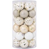  Set božićnih kuglica 30 kom. Zlatna i bijela Ø 6 cm Plastika | shoptok.hr