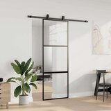  Drsna vrata z opremo črna 76x205 cm kaljeno steklo | Shoptok.si