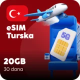 Turska eSIM kartica - 20GB prepaid mobilnih podataka za 30 dana