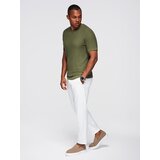 Ombre Structured knitted shirt for men - olive | Shoptok.si