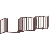 vidaXL Ograda za pse z vrati zložljiva 15 panelov rjava 750 cm les | Shoptok.si