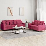  2-dijelni set sofa s jastucima crvena boja vina baršunasti | Shoptok.si
