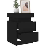  Noćni ormarići s LED svjetlima 2 kom crni 35x39x55 cm | shoptok.hr