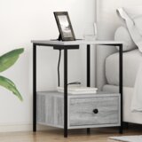 vidaXL Nočna omarica z vtičnico za polnjenje 2 pcs Siva sonoma | Shoptok.si