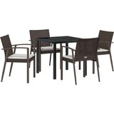 vidaXL Set 3 Rjava PE ratan in jeklo Srednja Vzdržljiv Zunanji stol, (22087671) | Shoptok.si