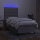 Krevet box spring s madracem LED svjetlosivi 100x200 cm tkanina | shoptok.hr