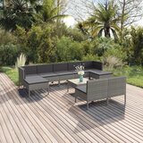 Maison Chic Seti vrtnega pohištva - Vrtna garnitura - Vrtni pohištvo set 10-delna z blazinami poli ratan siva, (21812220) | Shoptok.si