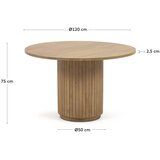 Kave Home Okrugao blagovaonski stol od masivnog manga u prirodnoj boji ø 120 cm Licia – | shoptok.hr