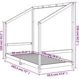  Okvir za dječji krevet crni 90 x 190 cm od masivne borovine | shoptok.hr