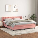  Box spring postelja z vzmetnico roza 160x200 cm žamet, (20896429) Cene