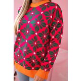 Kesi Sweater with a geometric motif in fuchsia color | shoptok.hr