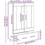 vidaXL Highboard Umjetnički hrast 69,5 x 31 x 115 cm Konstruirano drvo | shoptok.hr