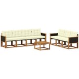 vidaXL Zunanja garnitura za sedenje z blazino 8 pcs Naravna in smetana, (5000273578) | Shoptok.si