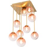 QAZQA Art Deco stropna svetilka zlata z roza steklom 9 lučk - Atene | Shoptok.si