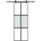 vidaXL Drsna vrata z opremo 76x205 cm kaljeno steklo in aluminij | Shoptok.si
