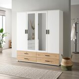 Mömax omara za oblačila rasant bela, hrast, ogledalo | Shoptok.si