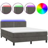  Box spring s madracem LED tamnosivi 140x190 cm baršun | shoptok.hr