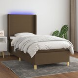  The Living Store Box spring postelja z vzmetnico LED temno rjava 90x200 cm blago - Box Spring Postelja, (21499348) Cene