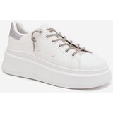 Boto Women's Sneakers on Platform with Decorative Lacing and Glitter White Belmira | shoptok.hr