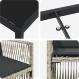 vidaXL set za objedovanje u vrtu od 5 komada s jastučićima svjetlosiva poly ratan, vrtni stol crna 140x80x73 cm staklena površina | shoptok.hr
