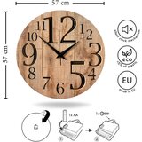 Ambia Home STENSKA URA črna, barva kostanjevega hrasta 57 cm | Shoptok.si