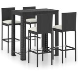  5-dijelni vrtni barski set od poliratana s jastucima crni Crna 100 cm table length | shoptok.hr